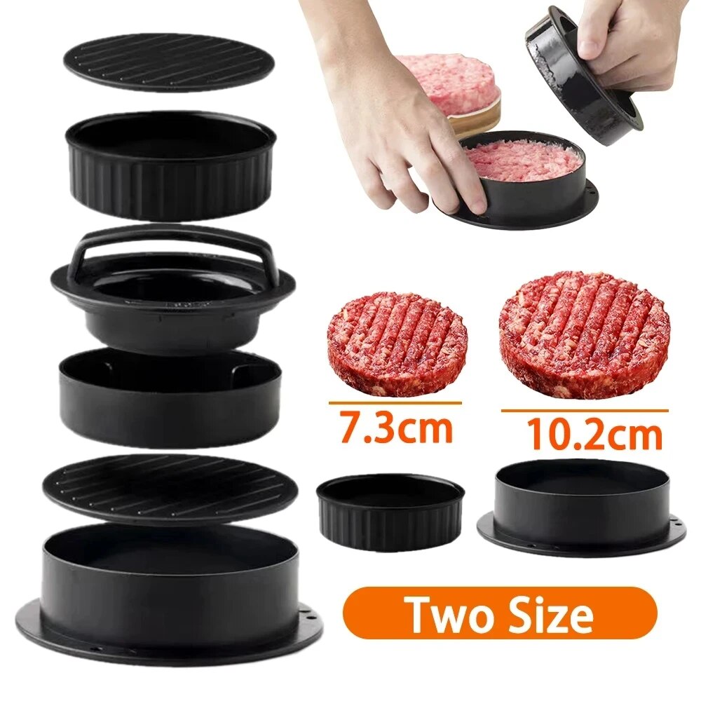 Kitchen Helper Gadgets - ラウンドハンバーガーバーガープレスビーフグリル食品グレード ABS ハンバーガーヘルパー肉プレスカツレツパティメーカー型キッチンガジェット