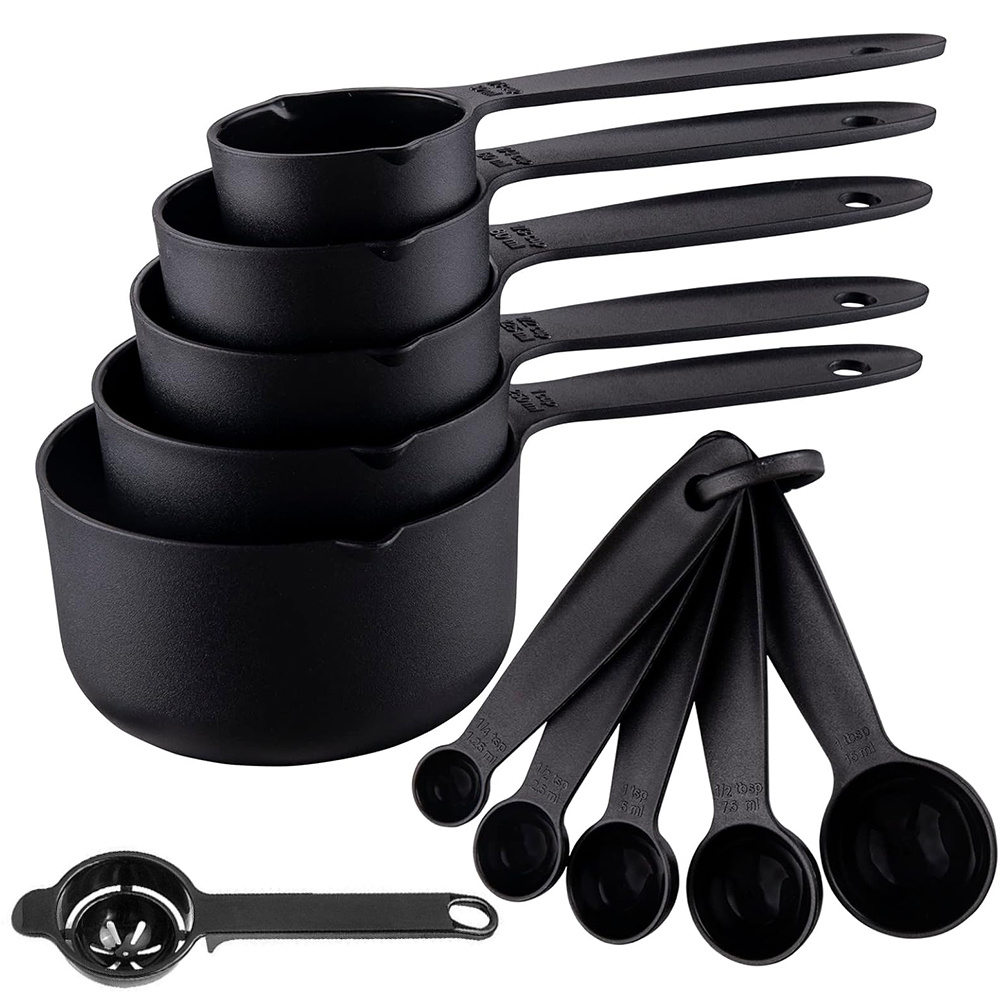 Egg Separator Tool - 11個入りプラスチック製計量カップ＆卵黄分離器、積み重ね可能な液体・乾物用計量ツール、キッチン調理用ガジェット