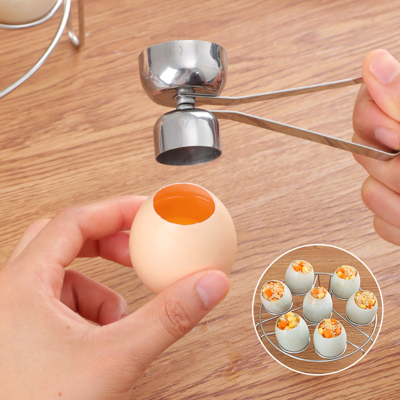 Egg Separator Tool - 304 ステンレス鋼の卵はさみ卵殻オープナー双頭金属ゆで卵クリエイティブガジェットキッチン調理アクセサリーツール