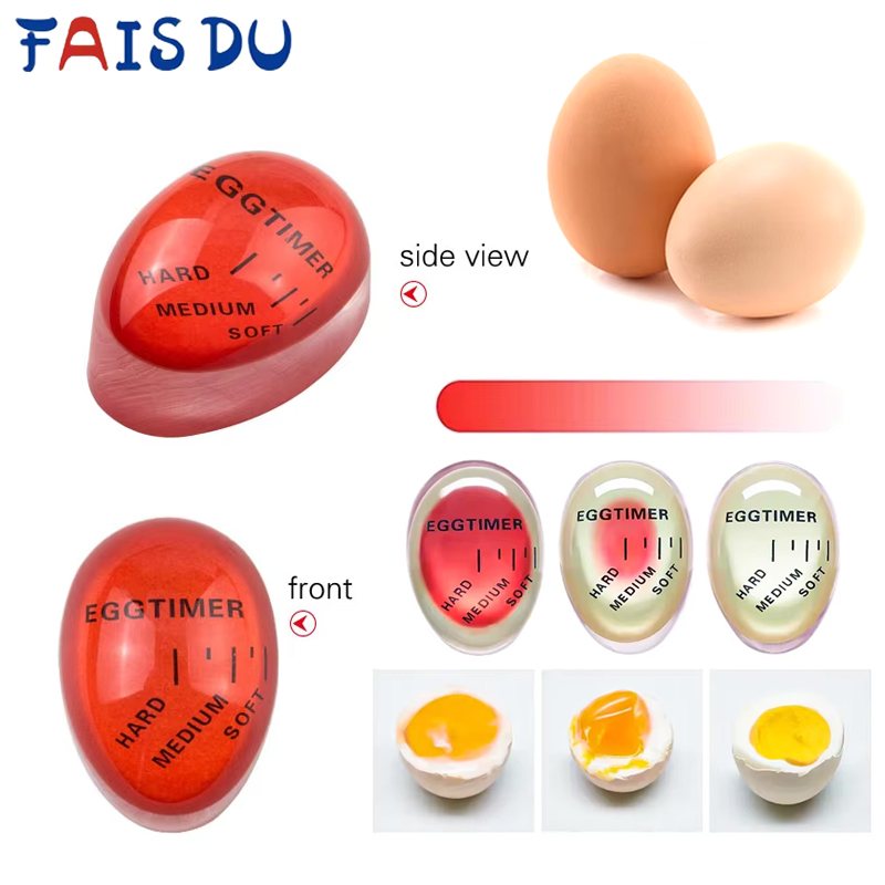 Kitchen Helper Gadgets - フェイ-色が変わる卵タイマー、調理樹脂、温度による完璧なゆで卵、キッチンヘルパー、赤い道具、2個