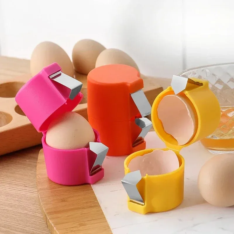 Egg Separator Tool - 1-3 個エッグトッパーシェルカッタービーター生卵クラッカーセパレーターフィルターエッグオープナーイエロー/オレンジ/ローズレッドキッチンベーキングツール
