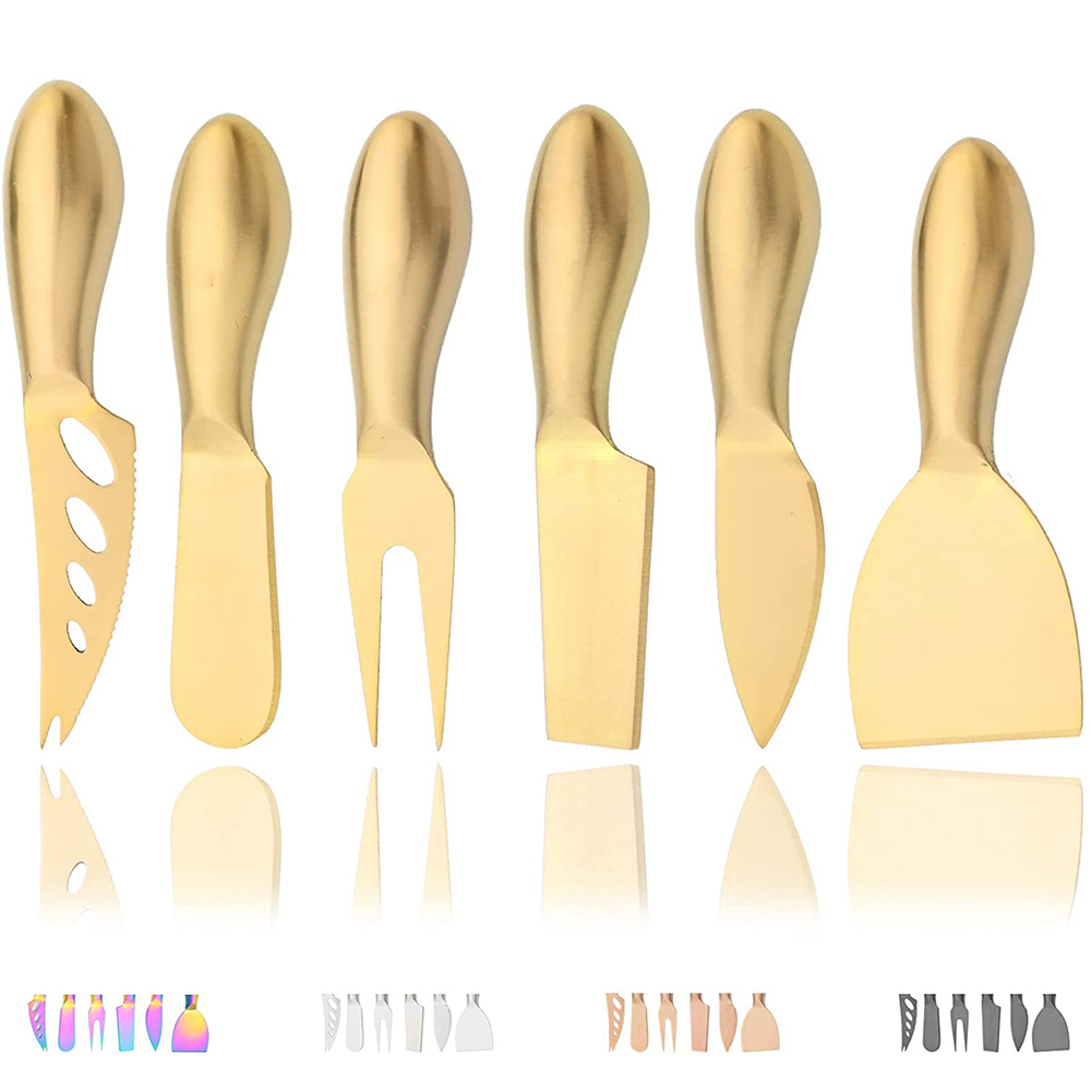 Kitchen Gadgets Gold - 6 個マットゴールドミニナイフフォークチゼルバターチーズスライサーカッターステンレス鋼カトラリーツールキッチンガジェット