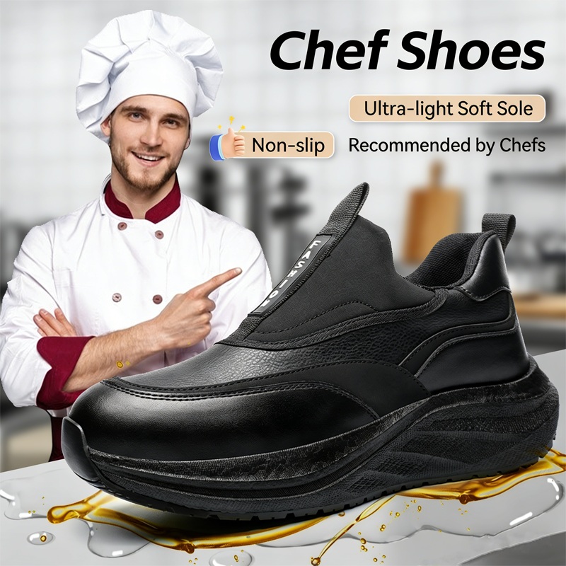 プラットフォームメンズレザーシューズ防水アンチスリップシェフ - Kitchen Gadgets For Men のレビューと価格