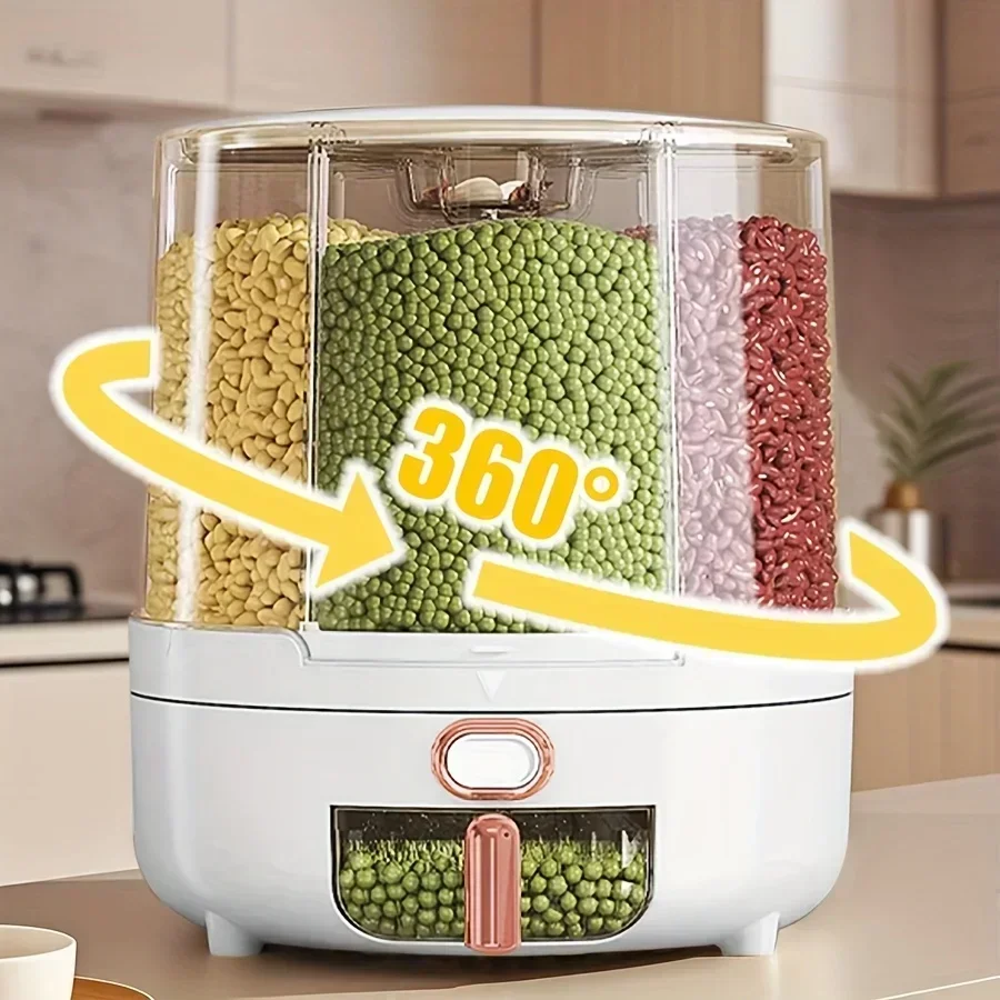 6区画360 °   回転式密閉食品保存容器 - シリアル、 - Kitchen Gadgets Organizer のレビューと価格