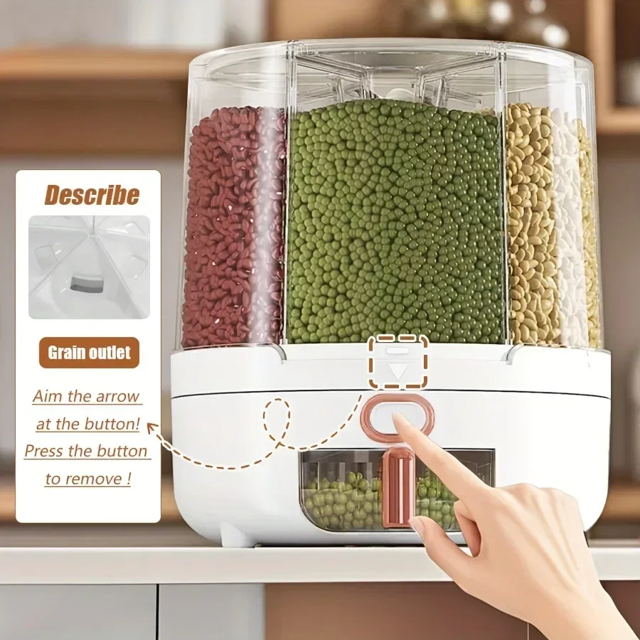 6区画360 °   回転式密閉食品保存容器 - シリアル、 - Kitchen Gadgets Organizer のレビューと価格