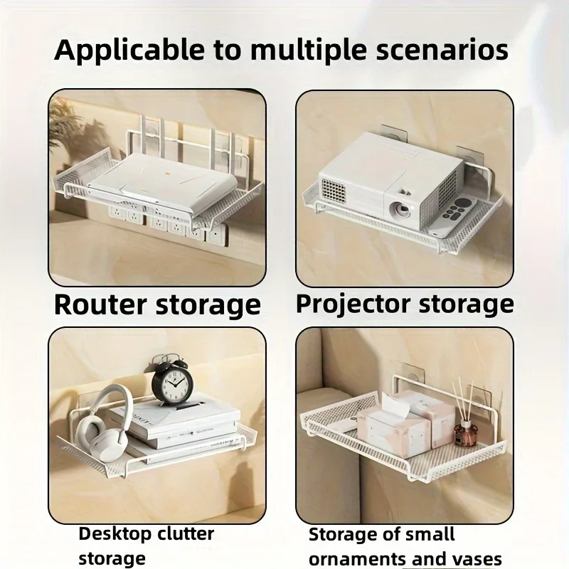 穴あけ不要の壁掛け式ルーターシェルフ。金属製メッシュ素材で、 - Kitchen Gadgets Organizer のレビューと価格