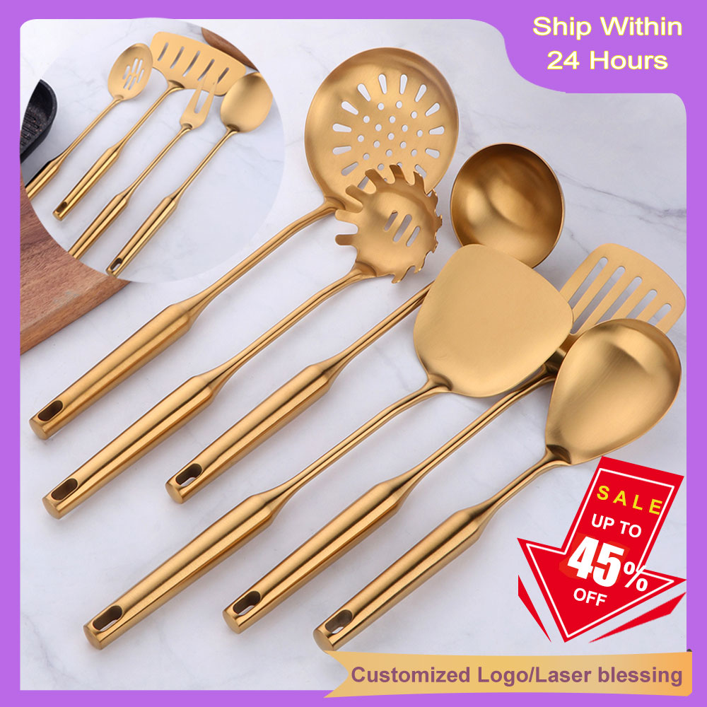 ステンレス鋼の金の台所用品,ヘラ,シャベル,スプーン,ストレ - Kitchen Gadgets Gold のレビューと価格