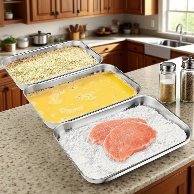 透明な蓋が付いた、3点セットのステンレス製食品保存容器。キッ - Kitchen Gadgets Organizer のレビューと価格
