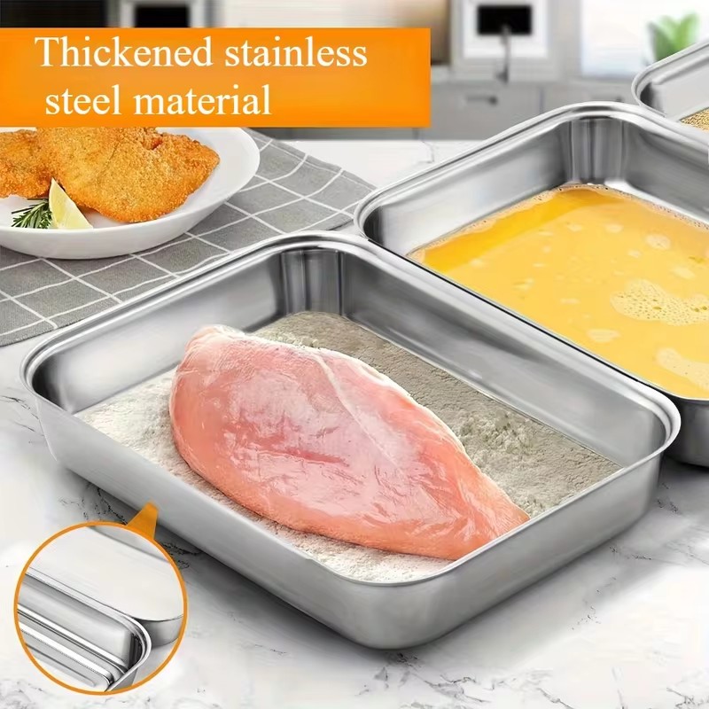 透明な蓋が付いた、3点セットのステンレス製食品保存容器。キッ - Kitchen Gadgets Organizer のレビューと価格