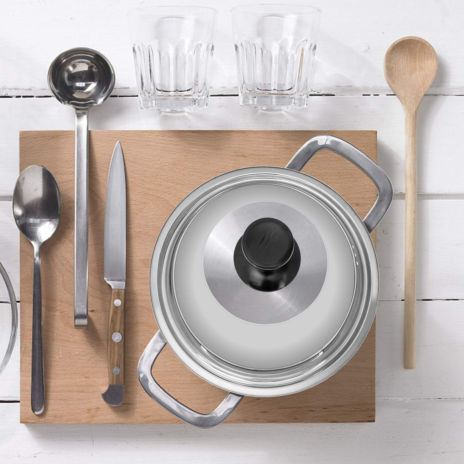 厚みのある鍋蓋、透明で中身が見える、ステンレス製のフライパン - Kitchen Helper Gadgets のレビューと価格