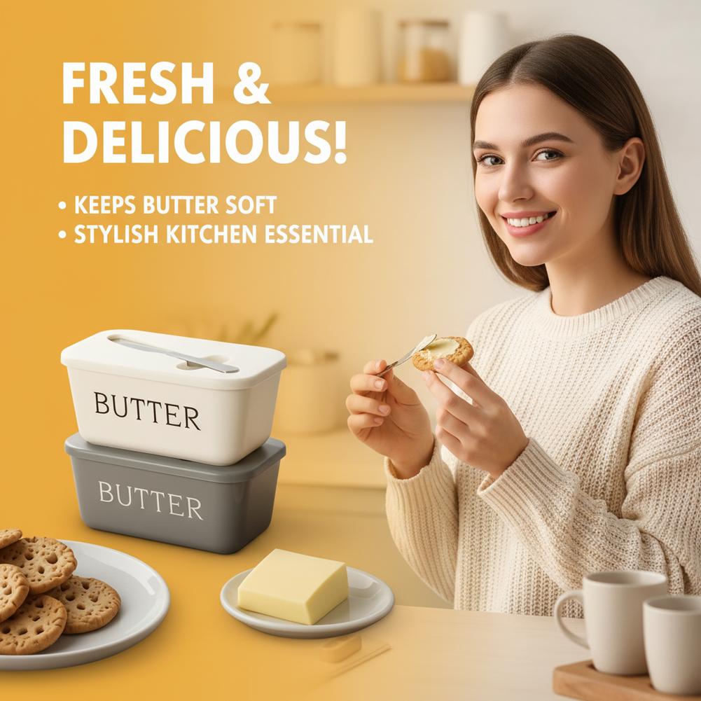 蓋とスプレッダー付きPPバターディッシュ、冷蔵庫用気密バター - Kitchen Gadgets Organizer のレビューと価格